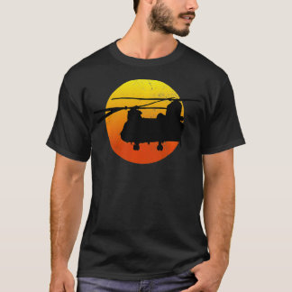 T-shirt CH47 Chinook Silhouette Sunset Military Helicopter