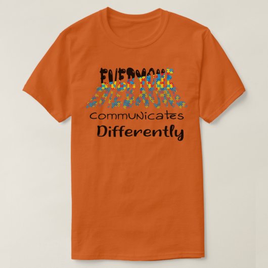 T-shirt Chacun communique une Sensibilisation sur l'autism (Design devant)