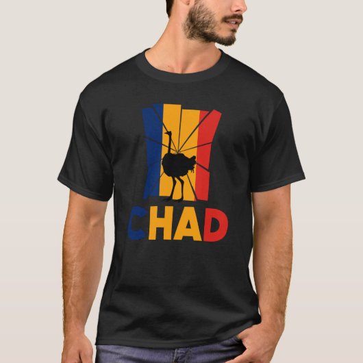 T-shirt Chad Chadian Chad Flag Ostrich Animal Silhouette (Devant)