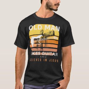 T-shirt Chaînes divines : Vieux Mans Grumpy Jésus Jam avec