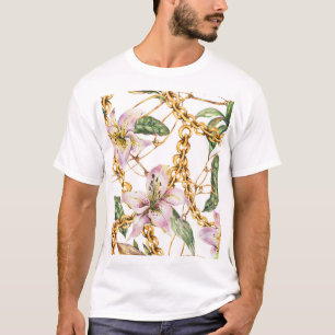 T-shirt Chaînes d'or et Lys royaux : Elégance de l'aquarel