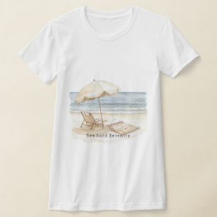 T-shirt Chaise de plage à vue sur l'océan sable de mer sér