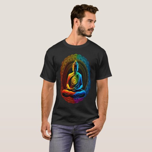 T-shirt Chakra Rainbow Buddha Circle (Devant entier)