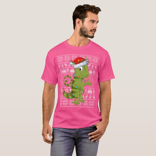 T-shirt Chameleon Animal Lover Santa Hat Ugly Chameleon Ch (Devant entier)