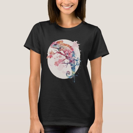 T-shirt Chameleon Cherry Blossom Japanese Sakura Reptile (Devant)