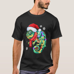 T-shirt Chameleon Noël Père Noël Amoureux des animaux Noël