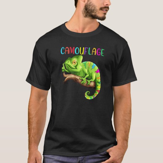T-shirt Chameleon Reptiles Iguano Lizard Camouflage Terras (Devant)
