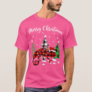 T-shirt Chameleon Xmas Éclairage Buffalo Plaid Chameleon C