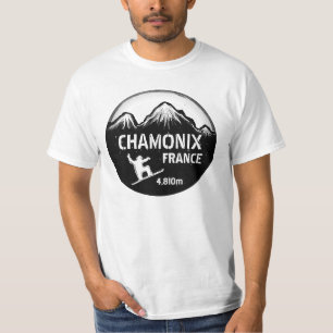 T-shirt Chamonix France noir blanc snowboard valeur tee