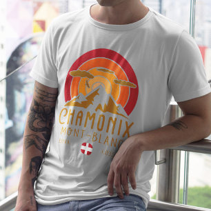 T-shirt Chamonix France Retro Sunset Ski Souvenirs 80s
