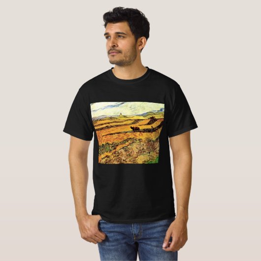 T-shirt Champ avec Plowman et Mill par Vincent van Gogh (Devant entier)