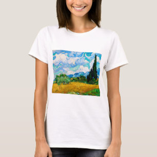 T-shirt Champ de blé avec Cyprès, Van Gogh