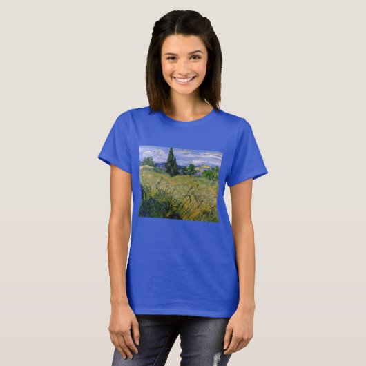 T-shirt Champ de blé vert avec Cypress par Vincent van Gog (Devant entier)