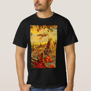 T-shirt Champ de citrouilles vintage Halloween avec meules