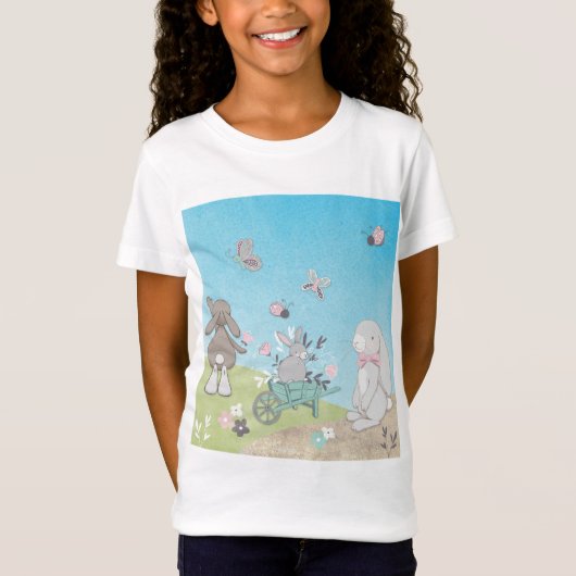 T-Shirt Champ de lapins de printemps (Devant)