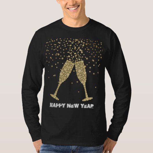 T-shirt Champagne Gold Sparkle Nouvel An (Devant)