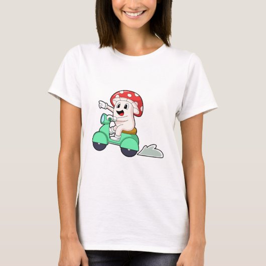 T-shirt Champignon comme motard avec Scooter.PNG (Devant)