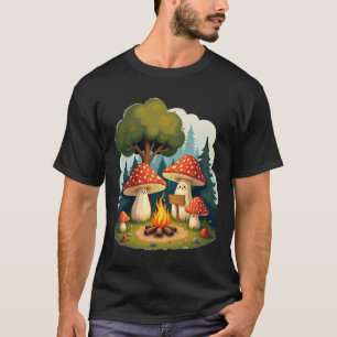 T-shirt Champignon Reste Positif Rétro Feu de Camp des Ann