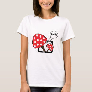 T-shirt Champignon Rouge Disant Bonjour Depuis La Télévisi