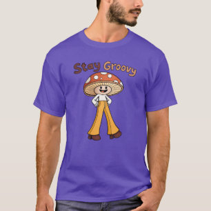 T-shirt Champignon souriant reste funky 70s Rétro amis