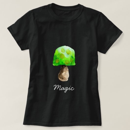 T-shirt Champignon vert aquarelle champignons mignons (Design devant)