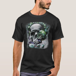 T-shirt Champignons de Crâne Cottagecore Crâne Gothique Il