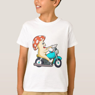 T-shirt Champignons en moto avec moto