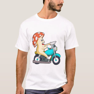 T-shirt Champignons en moto avec moto