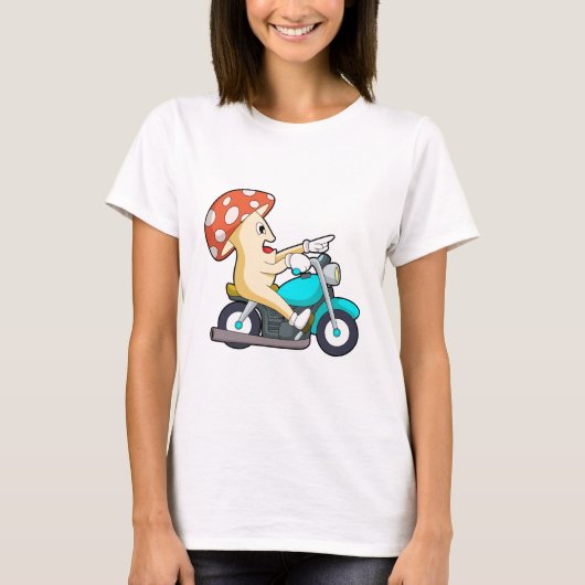 T-shirt Champignons en moto avec moto (Devant)