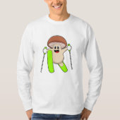 T-shirt Champignons en ski avec ski (Devant)
