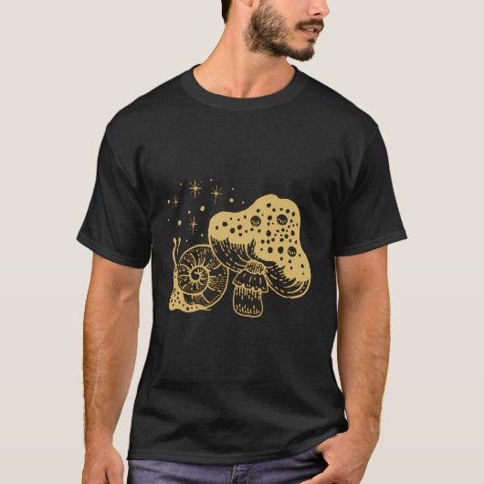 T-shirt Champignons Et Escargots Rétro (Devant)