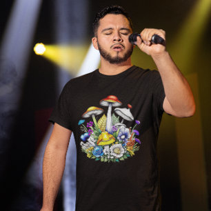 T-shirt Champignons et Fleurs Magiques Fantaisistes