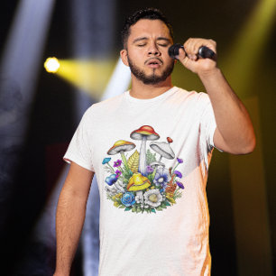T-shirt Champignons et fleurs magiques fantaisistes