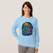 T-shirt Champignons et fleurs rétro Neon (Devant entier)