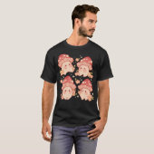 T-shirt Champignons Et Fleurs Roses Motifs (Devant entier)