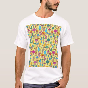 T-shirt Champignons magiques Doodle Motif sans couture