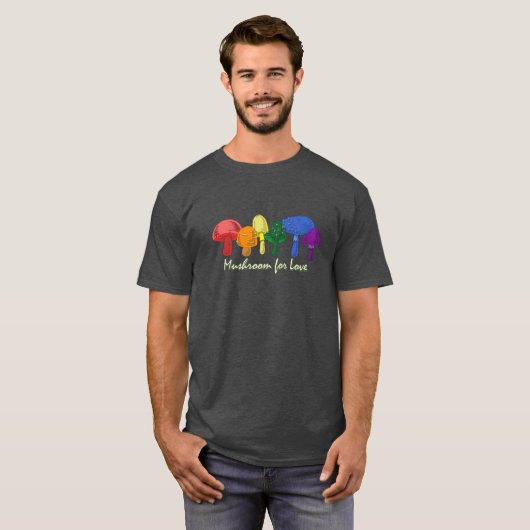 T-shirt Champignons pour l'amour - Fierté LGBTQ+ Arc-en-ci (Devant entier)