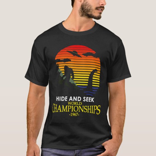 T-shirt Champion de cache-cache Nessie Lochness Bigfoot Yé (Devant)