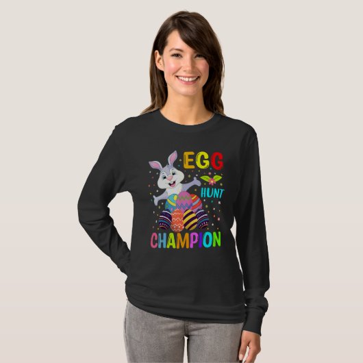 T-shirt Champion de chasse aux oeufs Oeufs de Pâques Joyeu (Devant entier)