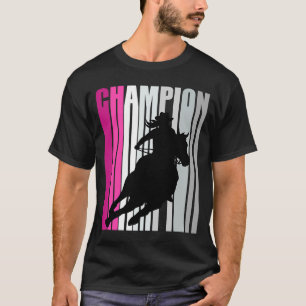 T-shirt Champion de course de baril Cheval équitation rose
