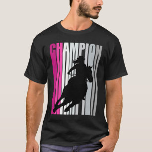 T-shirt Champion de course de baril Cheval équitation rose