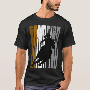 T-shirt Champion de course de barils Cheval brun à cheval