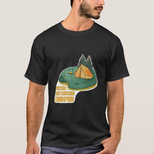 T-shirt Champion de Distances Sociales Camping Activités E (Devant)