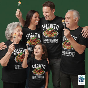 T-shirt Champion de famille drôle de la réunion qui mange