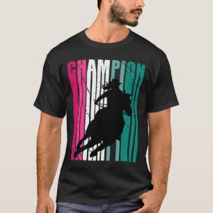 T-shirt Champion du Rodéo Vert Cowgirl sur Horse Barrel Ra