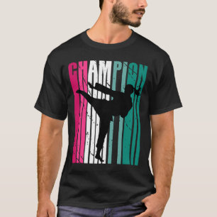 T-shirt Champion Rétro De Karate Silhouette Coloré Turquoi