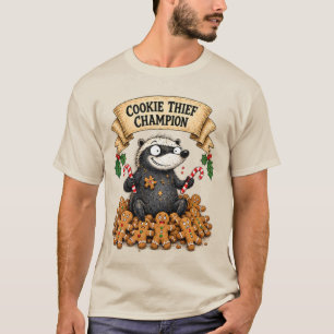 T-shirt Champion Voleur de Cookies Drôle Blaireau de Noël