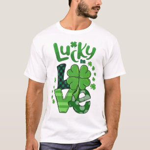T-shirt Chanceux en amour motif de trèfle de la Saint-Patr