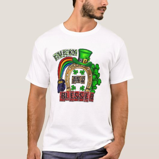 T-shirt Chanceux Et Béni Léopard Léopard St Patrick' Da (Devant)