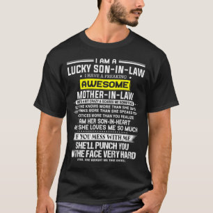 T-shirt Chanceux gendre, j'ai une super mère...